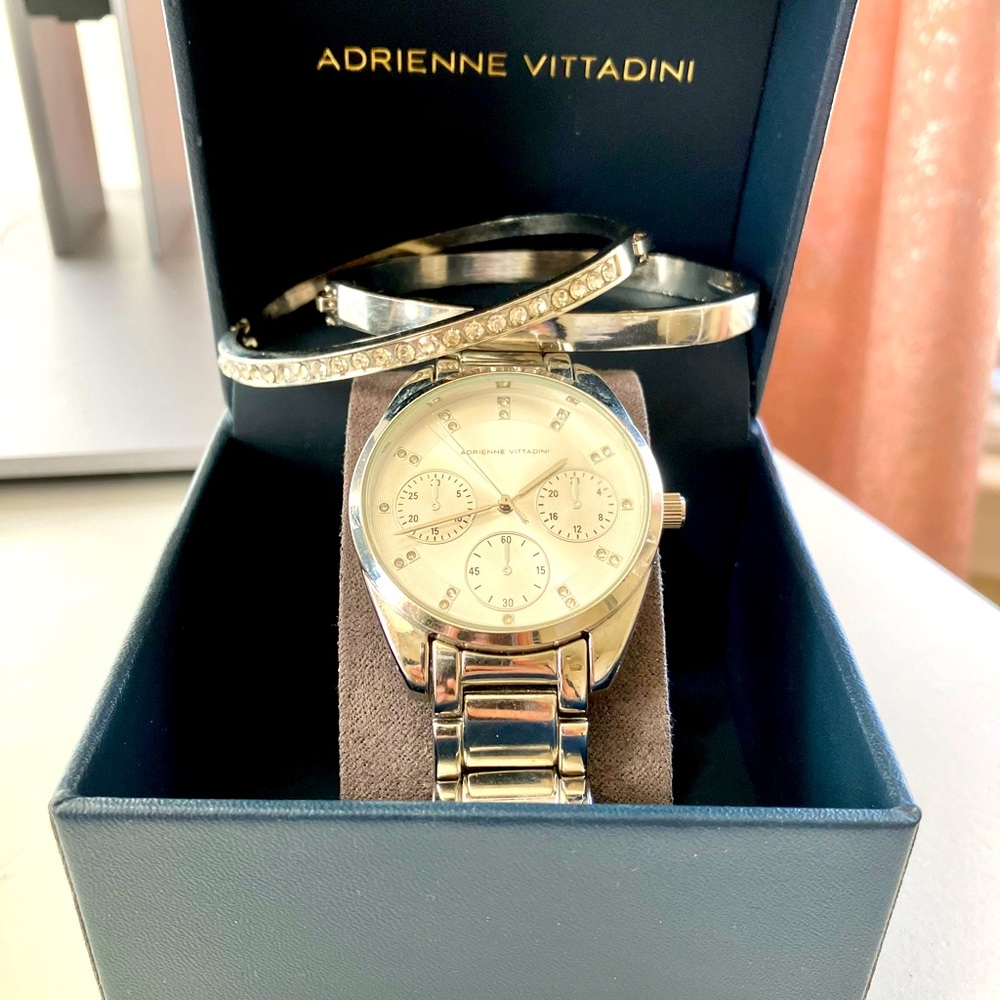 New!! Adrienne Vittadini women’s stainless steel watch and bracelet set